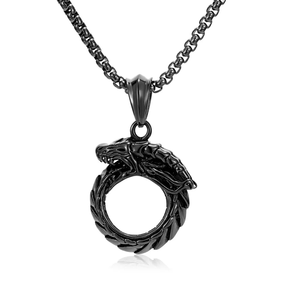 Casual Hip-Hop Retro Dragon 304 Stainless Steel Men's Pendant Necklace Men Pendant Necklaces