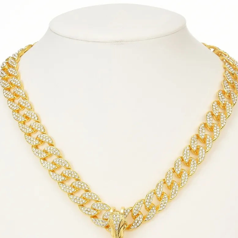Hip-Hop Punk Cross Rhinestones Zinc alloy Cuban Link Chain Curb Chain Pendant Necklaces Wholesale
