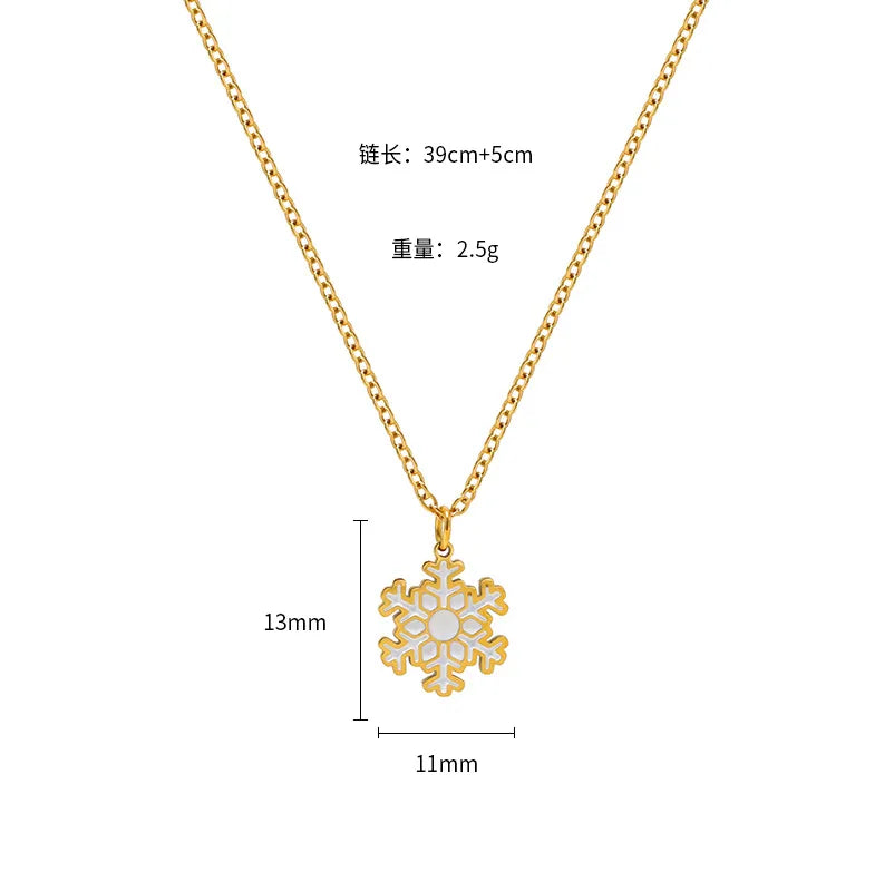 Christmas Creative Design Sense Bell Necklace Women's Versatile Pendant Oil Drop Deer Snowman Cartoon Stainless Steel Titanium Steel