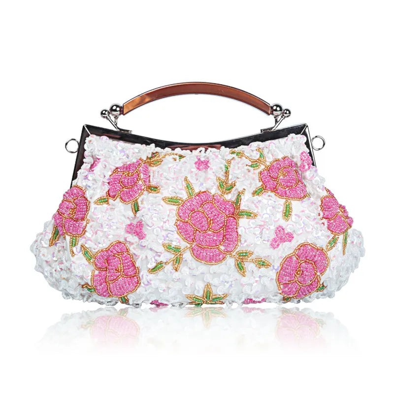 Polyester Flower Beading Pillow Shape Evening Bags