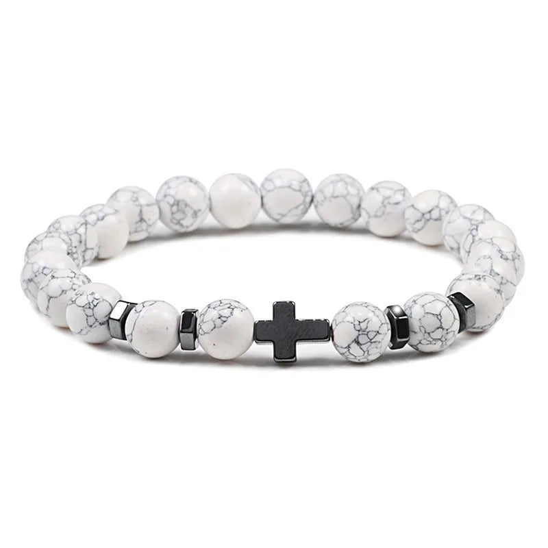 Hot Selling Natural Stone Cross Bracelet Fashion Niche Men's Bracelet Gift Yiwu Jewelry Wholesale