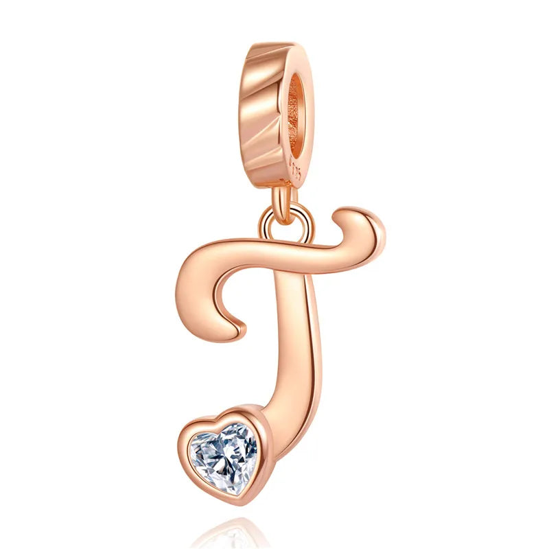 Ornament Letter Pendant S925 White Copper Rose Gold Necklace Pendant Diy Bracelet Charm Cross-Border Hot Sale Accessories