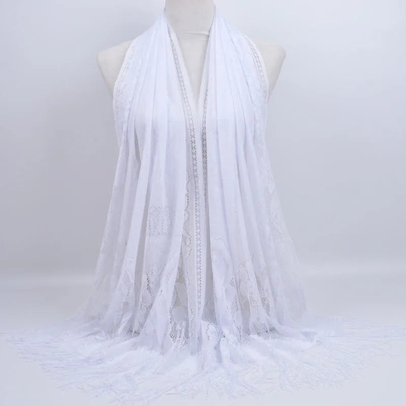 women's streetwear solid color polyester tassel winter scarves