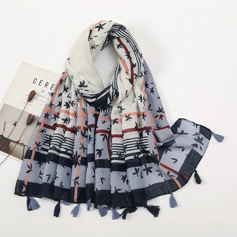 Women's Sweet Color Block Polyester Printing Scarf