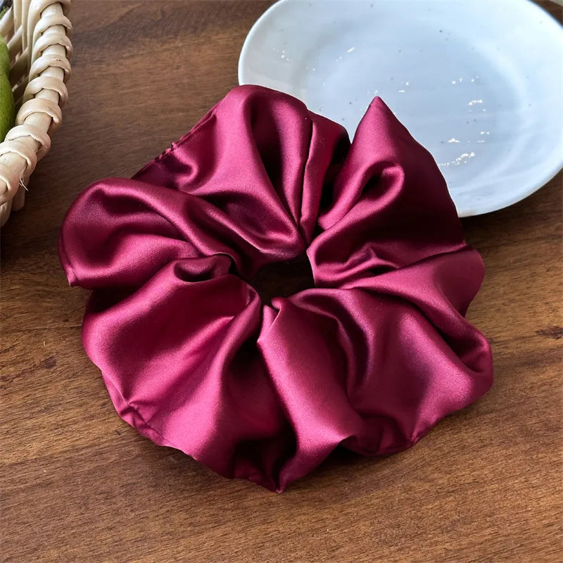 Elegant Lady Advanced Sense Women's Solid Color satin Hair Tie