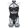 european station cross-border new sexy jumpsuit ins mesh strap stitching complex heavy craft neck sling leg ring