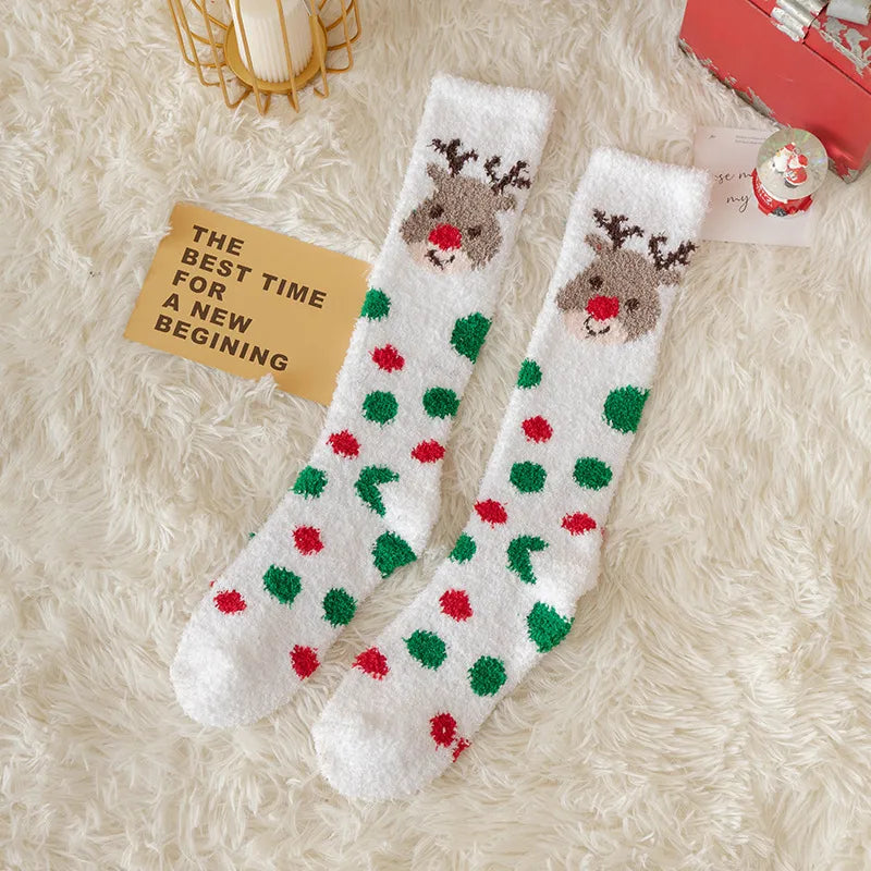 Christmas Christmas Women's Cartoon Polyester Jacquard Crew Socks A Pair