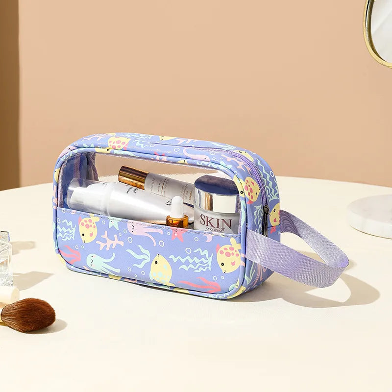 cute pastoral solid color pu leather makeup bags