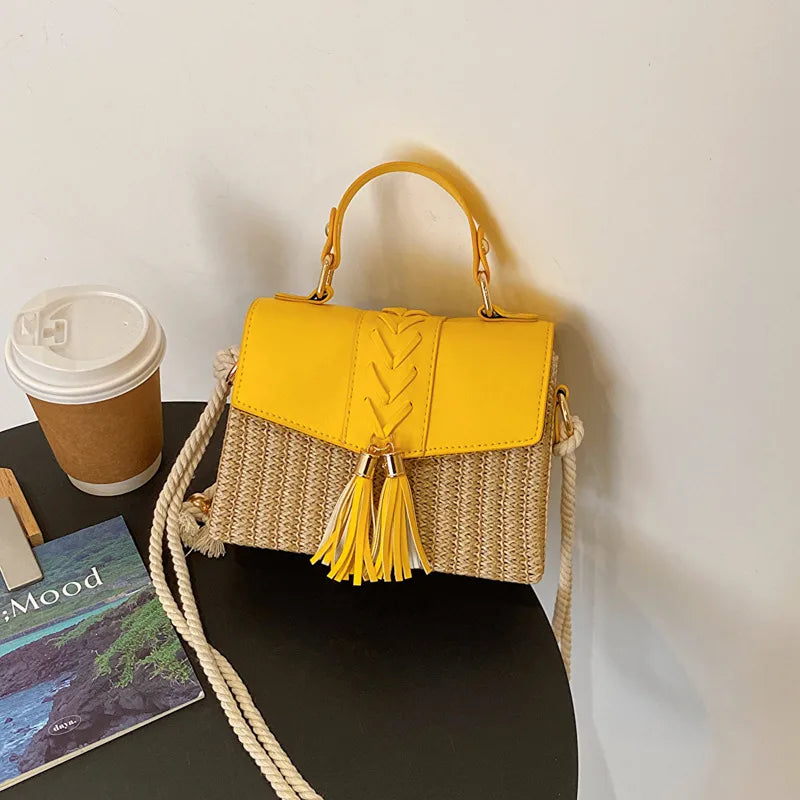 women's small all seasons straw vintage style handbag
