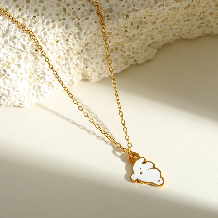 Halloween Series Stainless Steel 18K Gold Plated Drip Oil Hat Bat Pendant Necklace Funny Design Festival Jewelry Accessory