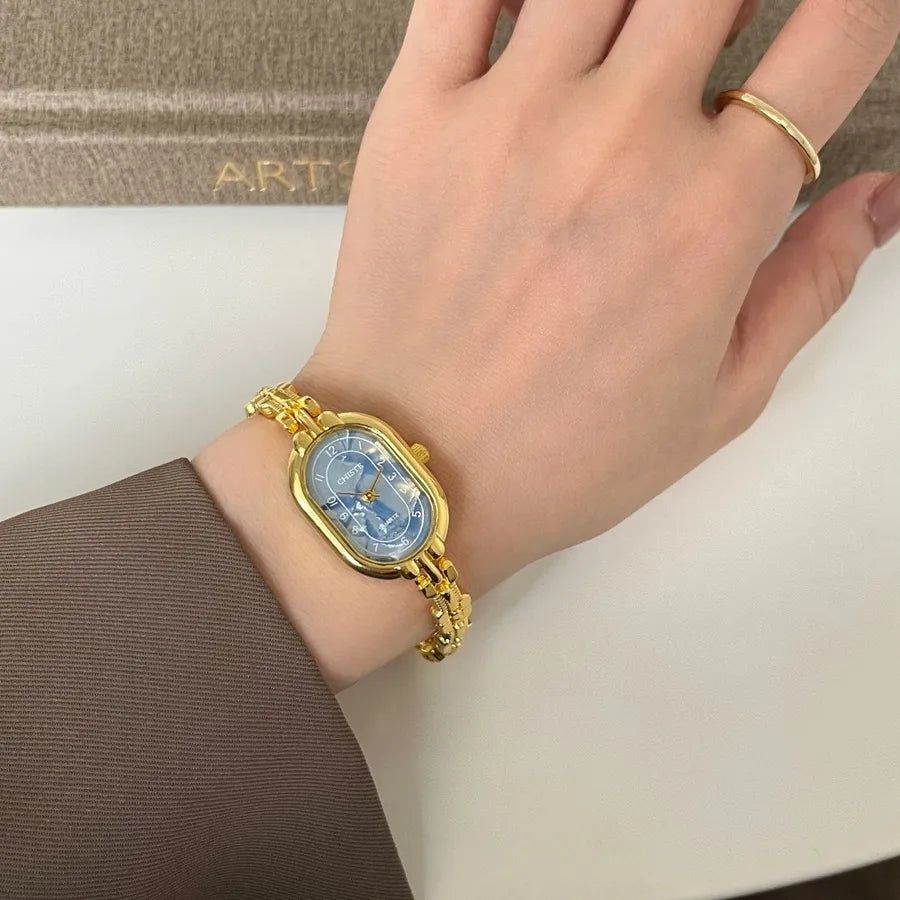 Casual Simple Style Commute Oval Jewelry Buckle Quartz Watch
