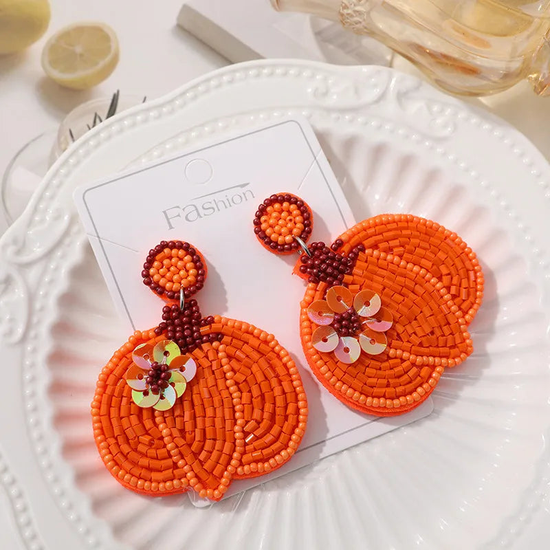 Handmade Christmas Tree Pumpkin Snowflake Earrings Women's Festive Atmosphere Sensation Ear Jewelry Holiday Flower Design
