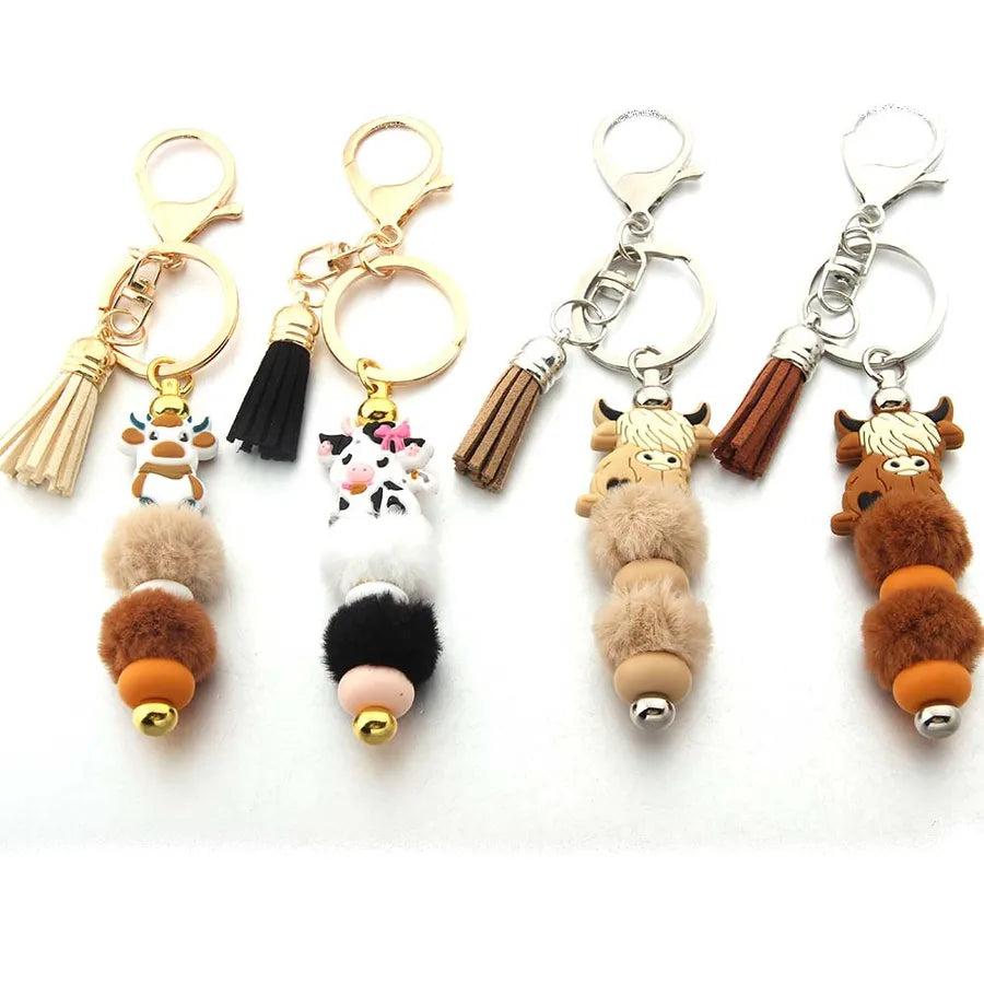 Cute Hairball Cattle Silica Gel Unisex Keychain