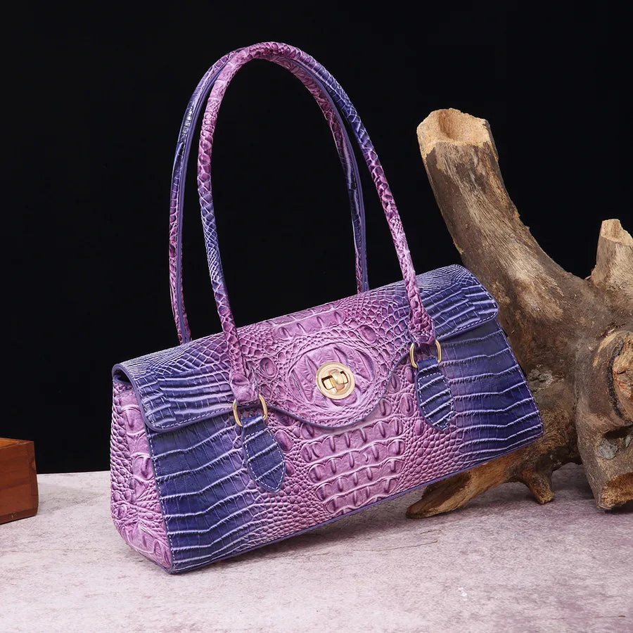 Women's Large Pu Leather Geometric Basic Vintage Style Square Lock clasp Handbag