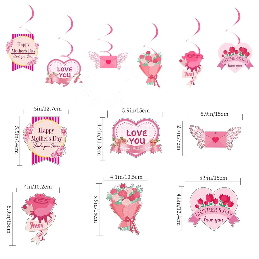 Mother'S Day Romantic Letter Heart Shape Flower Paper Party Festival Decorative Props Party Supplies Decorations 1 Piece