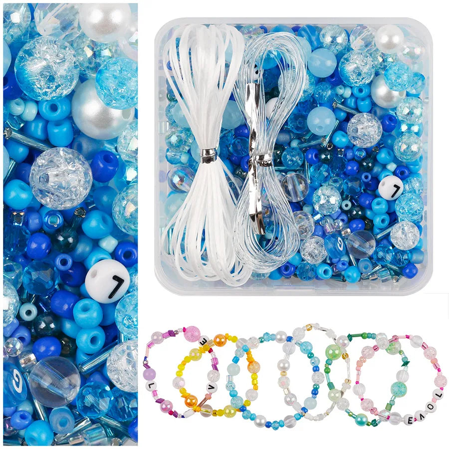 1 Set Plastic Glass Letter Color Block Beads