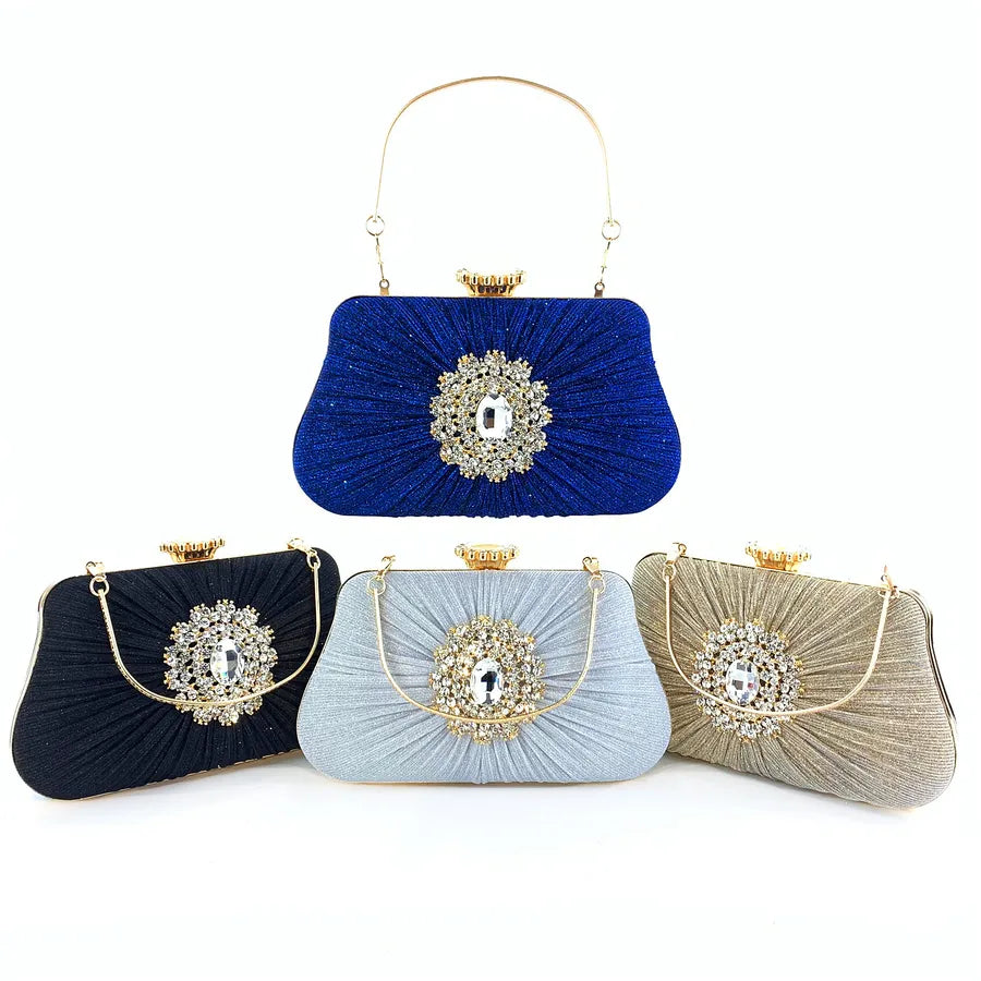 blue black gold pu leather cotton flower rhinestone square evening bags