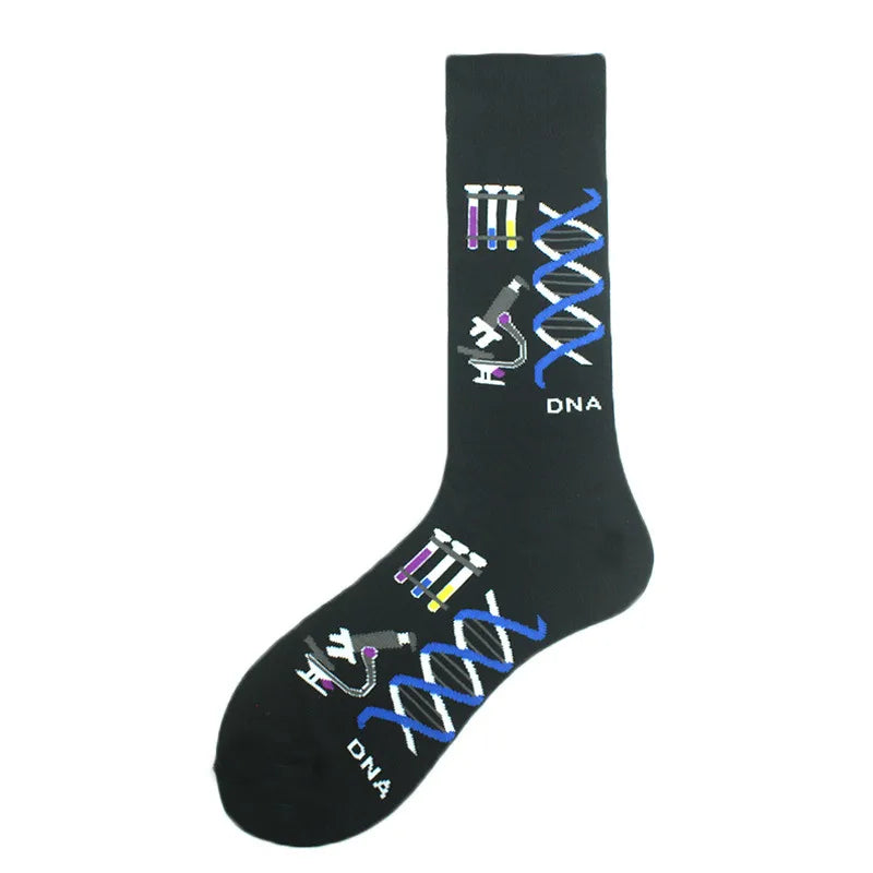 men's fashion cartoon nylon cotton printing crew socks a pair
