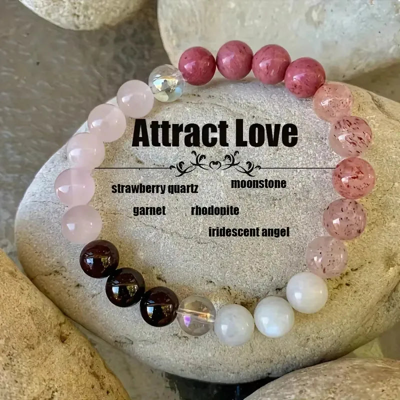 Natural Stone Bracelet Friend Gift Women's Rose Quartz Strawberry Crystal Garnet Beaded Bracelet Yiwu Jewelry Wholesale