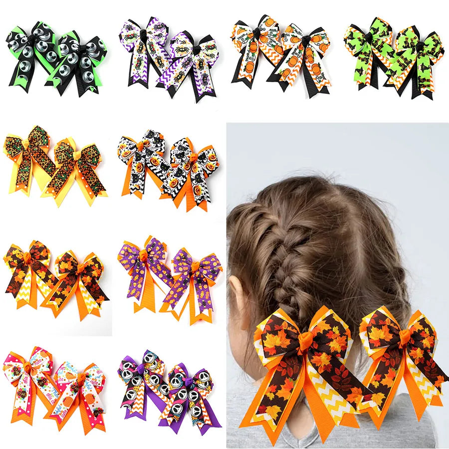 Halloween Butterfly Knot Ribbon Hair Clip Spider Ghost Girls Children's Funny Hair Accessories  Style