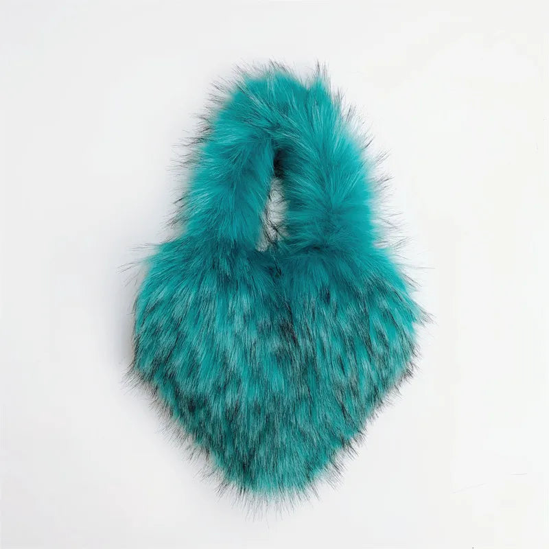 women's autumn&winter artificial wool solid color streetwear heart-shaped magnetic buckle handbag
