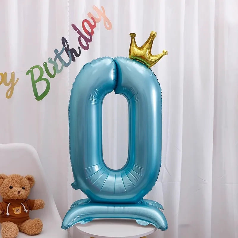42-Inch Stand-Up Large Pink Base Number Balloons Birthday Decoration Scene Arrangement One-Year-Old Photo Props Balloons