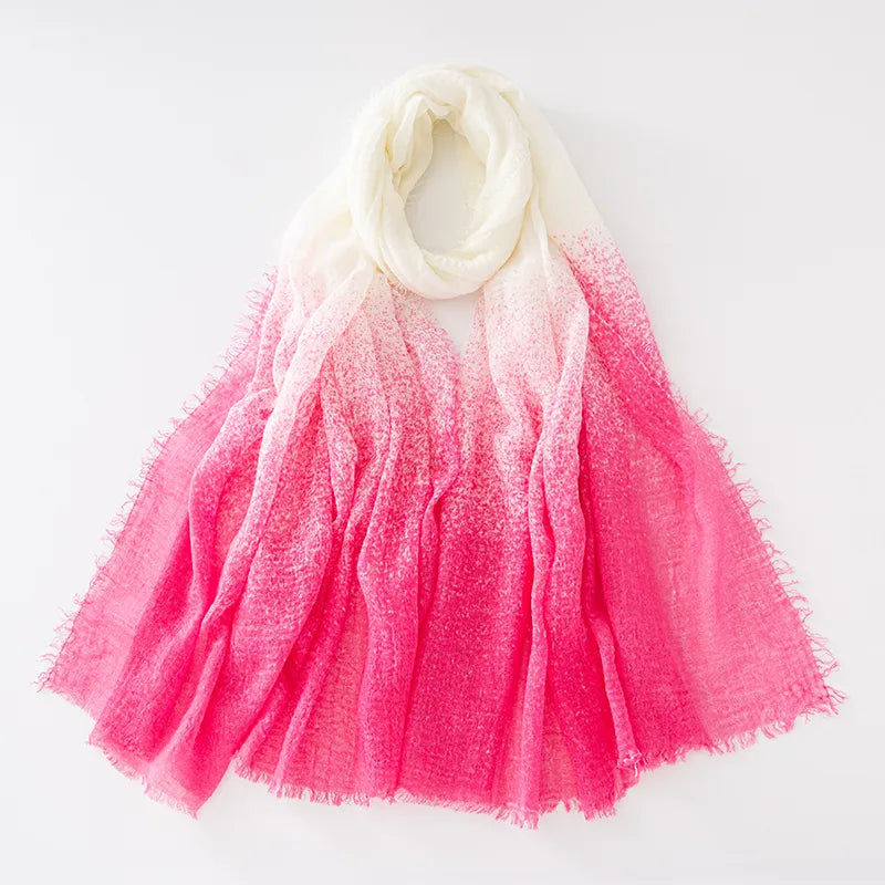 Unisex Casual Elegant Gradient Color Rayon Cotton Polyester Scarf