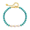 ethnic style geometric turquoise freshwater pearl copper beaded bracelets