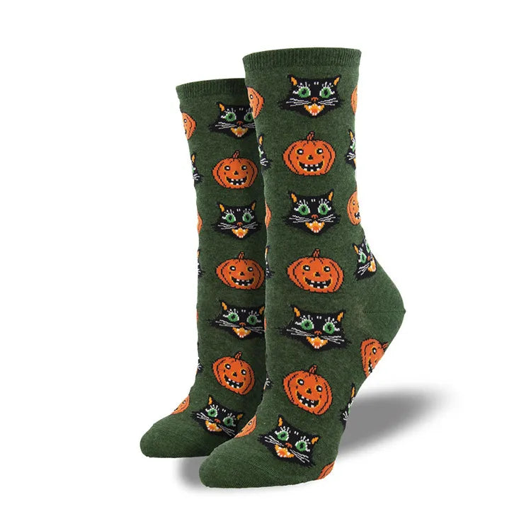 New Halloween Creative Funny Pumpkin Jacquard Tide Socks for Men and Women Couple Socks
