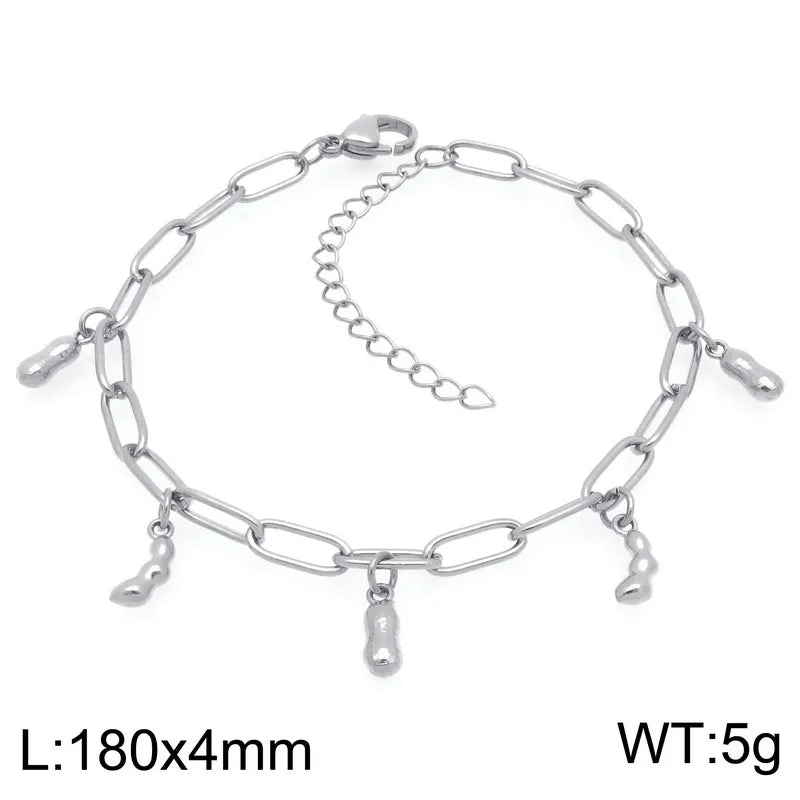IG Style Vintage Style Cherry Ocean Butterfly 304 Stainless Steel 18K Gold Plated Paperclip Chain Bracelets In Bulk
