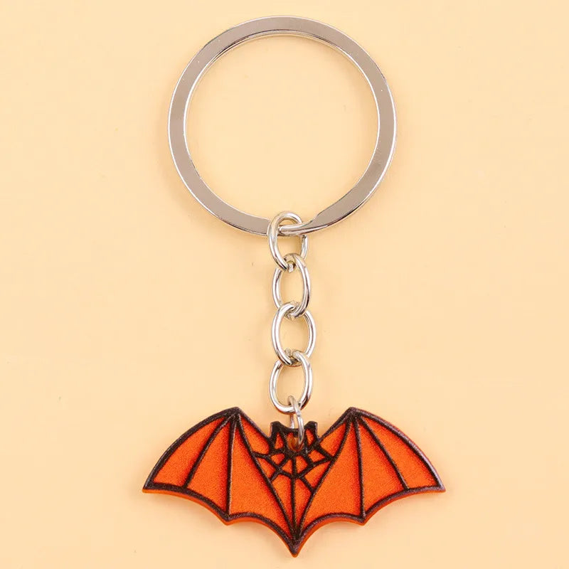 Cartoon Acrylic Keychain Color Block Spider Bat Design Cute Style Personality Hanging Ornament Accessories Halloween Series