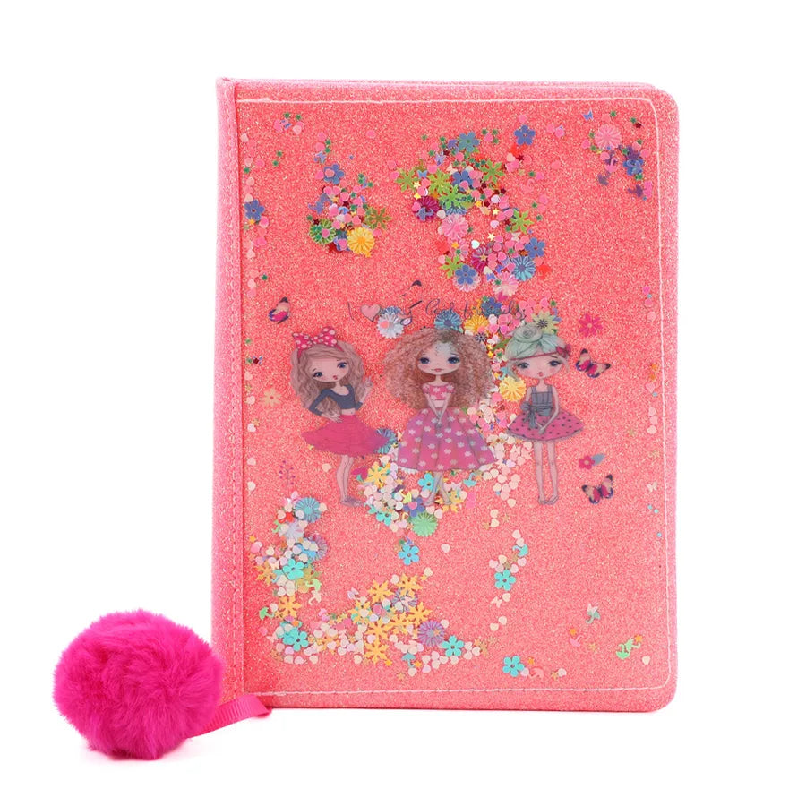 Adorable Glitter  Notebook Cute Cartoon Student Planner Journal Ice Cream  Blue  Wooden Pulp Furry Material