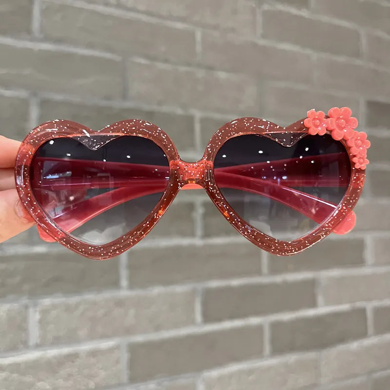cute heart shape ac special-shaped mirror full frame kids sunglasses