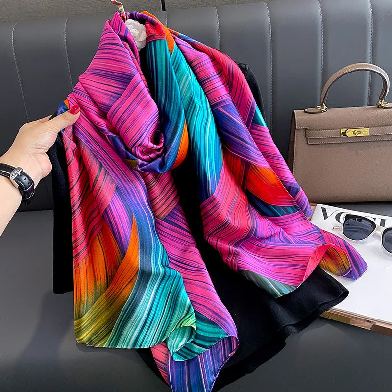 Women's Simple Style Streetwear Leopard Satin Printing and Dyeing Printing Scarf