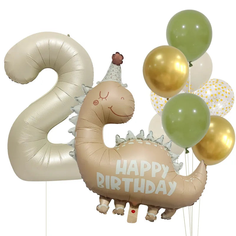 Birthday Cartoon Style Dinosaur Number Aluminum Film Home Birthday Festival Balloons