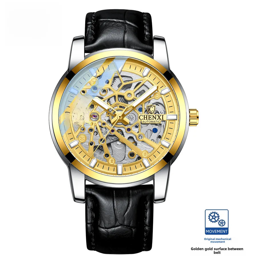 CHENXI CHENXI hollow automatic mechanical watch men's waterproof belt luminous  live broadcast mechanical watch