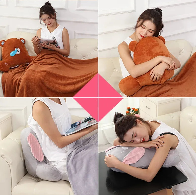 Cute Cartoon Lumbar Support Pillow Office Chair Backrest Pad Car Seat Cushion Pregnant Women Waist Pillow