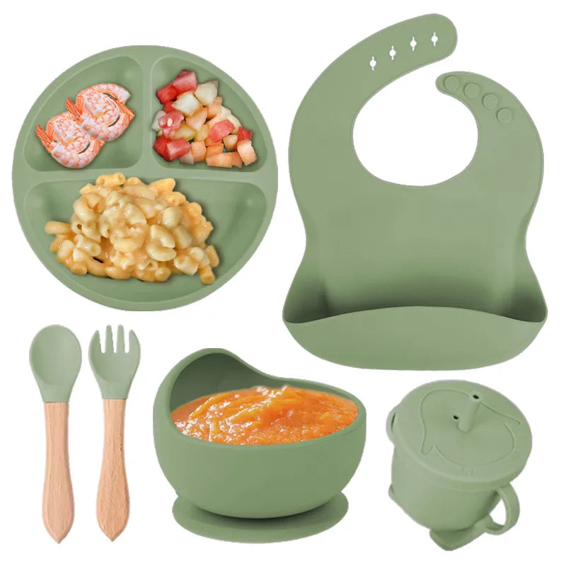 casual solid color silica gel tableware 1 set