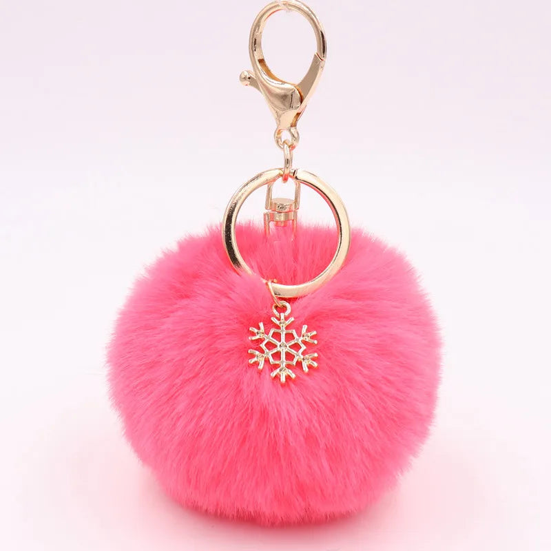 fashion snowflake alloy plush unisex bag pendant keychain 1 piece