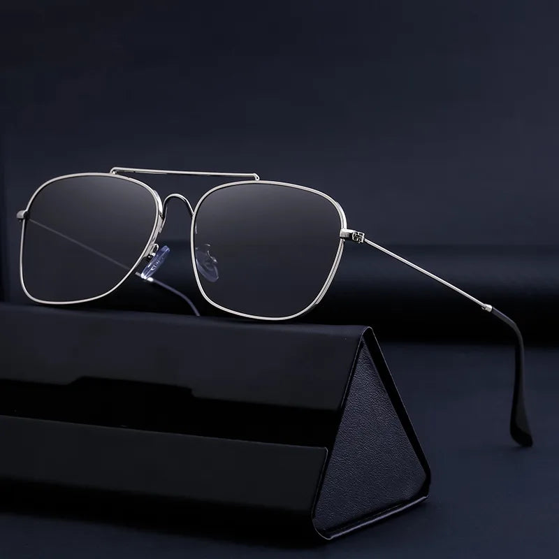Elegant Business Basic Solid Color Pc Square Full Frame Men's Sunglasses