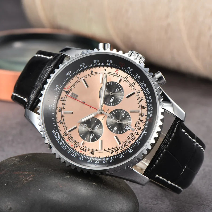 Business Simple Style Solid Color Butterfly Double Snap Quartz Men's Watches