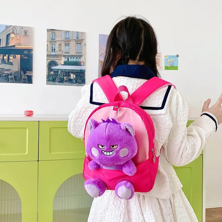 Girl'S Plush Cartoon Cute Square Zipper Functional Backpack