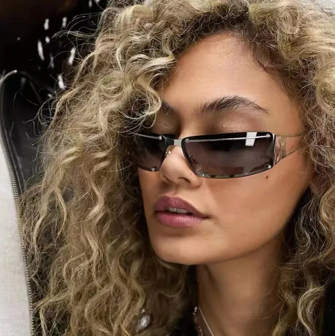 streetwear solid color pc square frameless women's sunglasses