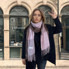 women's casual simple style color block imitation cashmere tassel scarf