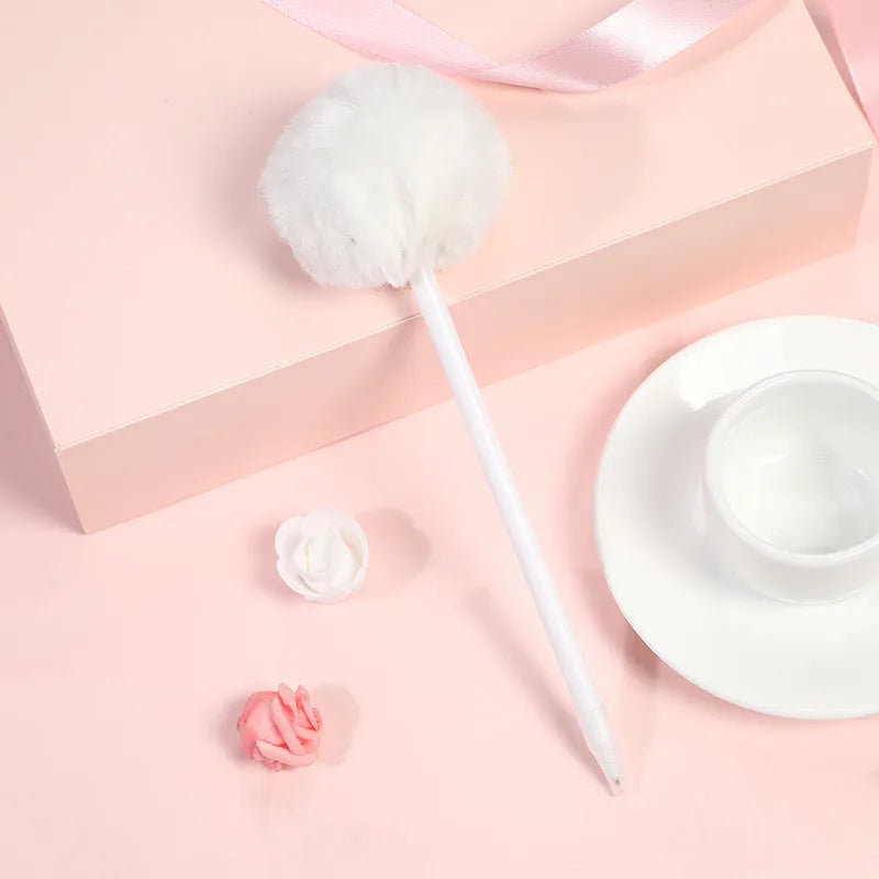 sweet and cute multi-color plush ball gel pen