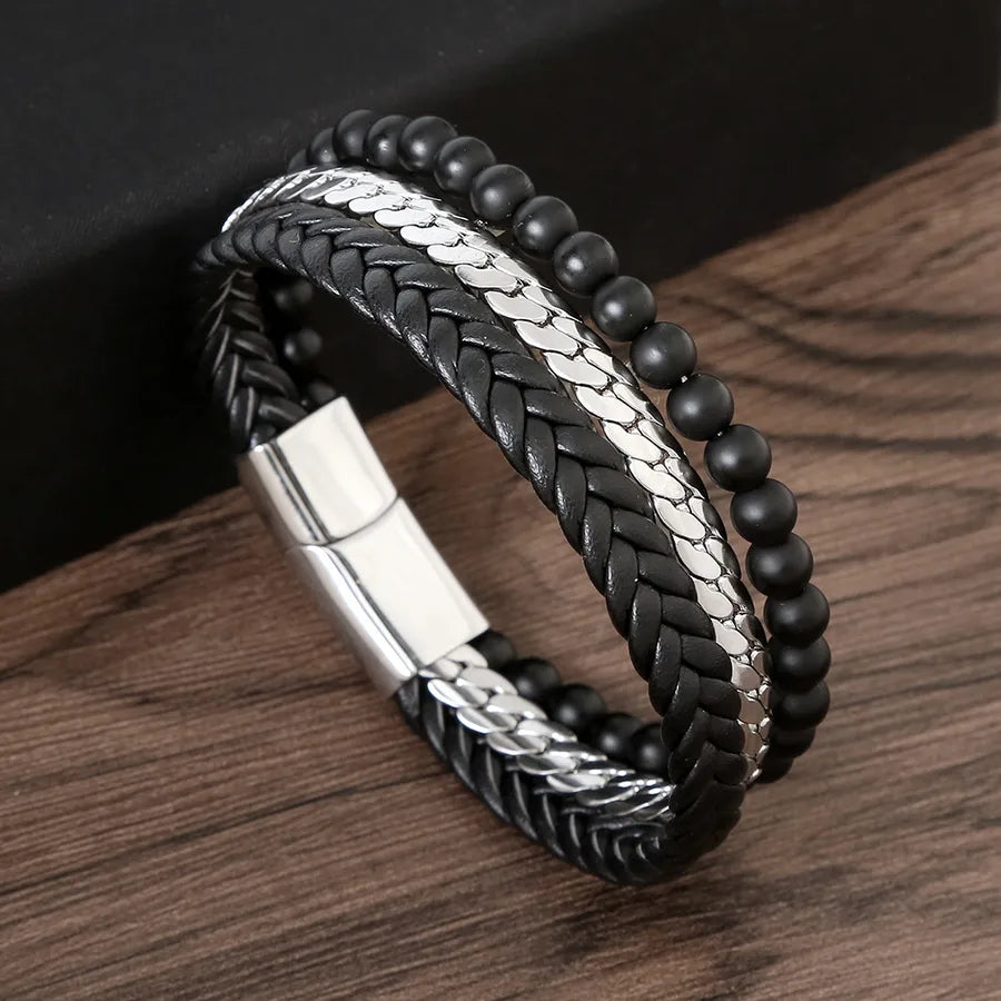 hip-hop rock roman style solid color stainless steel men's bangle