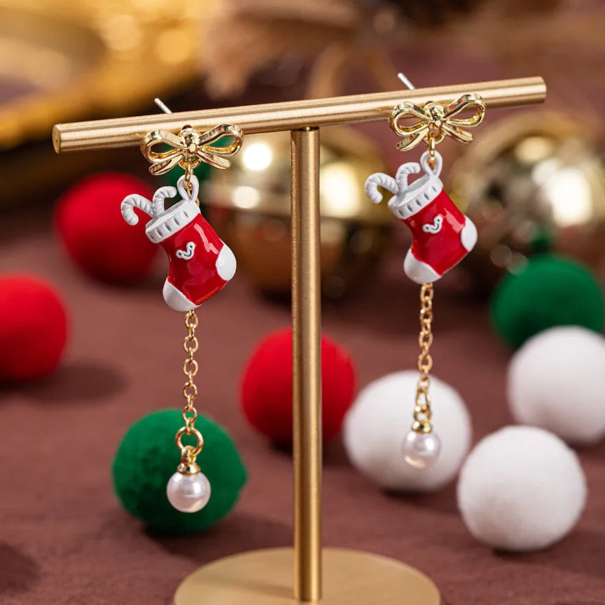 Christmas Theme Alloy Ear Cuff Drop Earrings  New Products Small Pendant Diy Accessories Christmas Hat