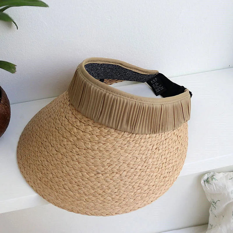 women's vacation solid color big eaves sun hat