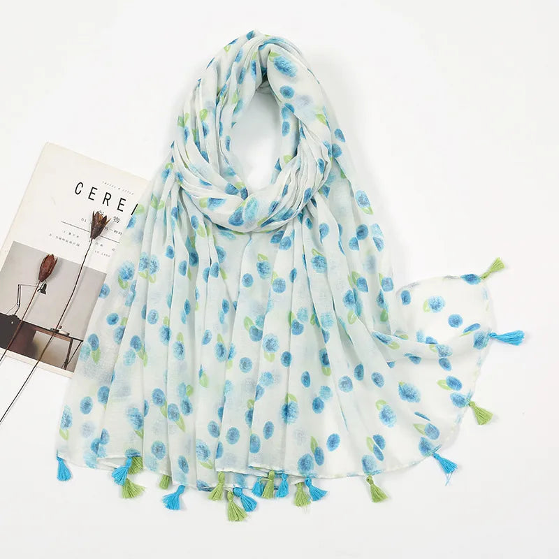 women's sweet flower cotton and linen tassel silk scarves