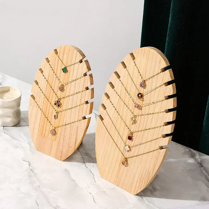 Simple Style Oval solid wood Patchwork Jewelry Display 1 Piece